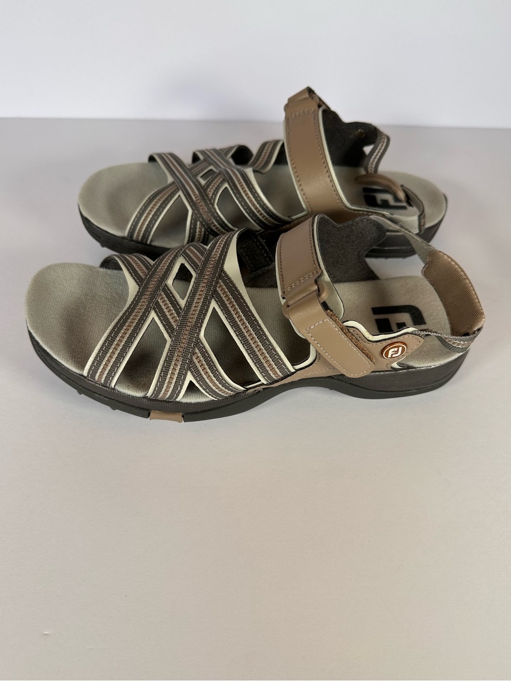 FootJoy FJ Women's Spiked Golf Sandals Strappy Taupe Grey Tech Comfort Size 9 - Picture 3 of 6